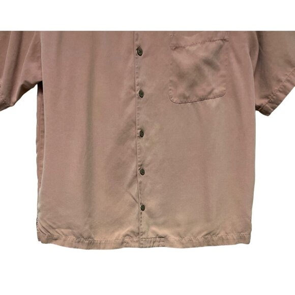 Tommy Bahamas 100% Silk Button Up Coral Collared Shirt Men's Large - Picture 2 of 7